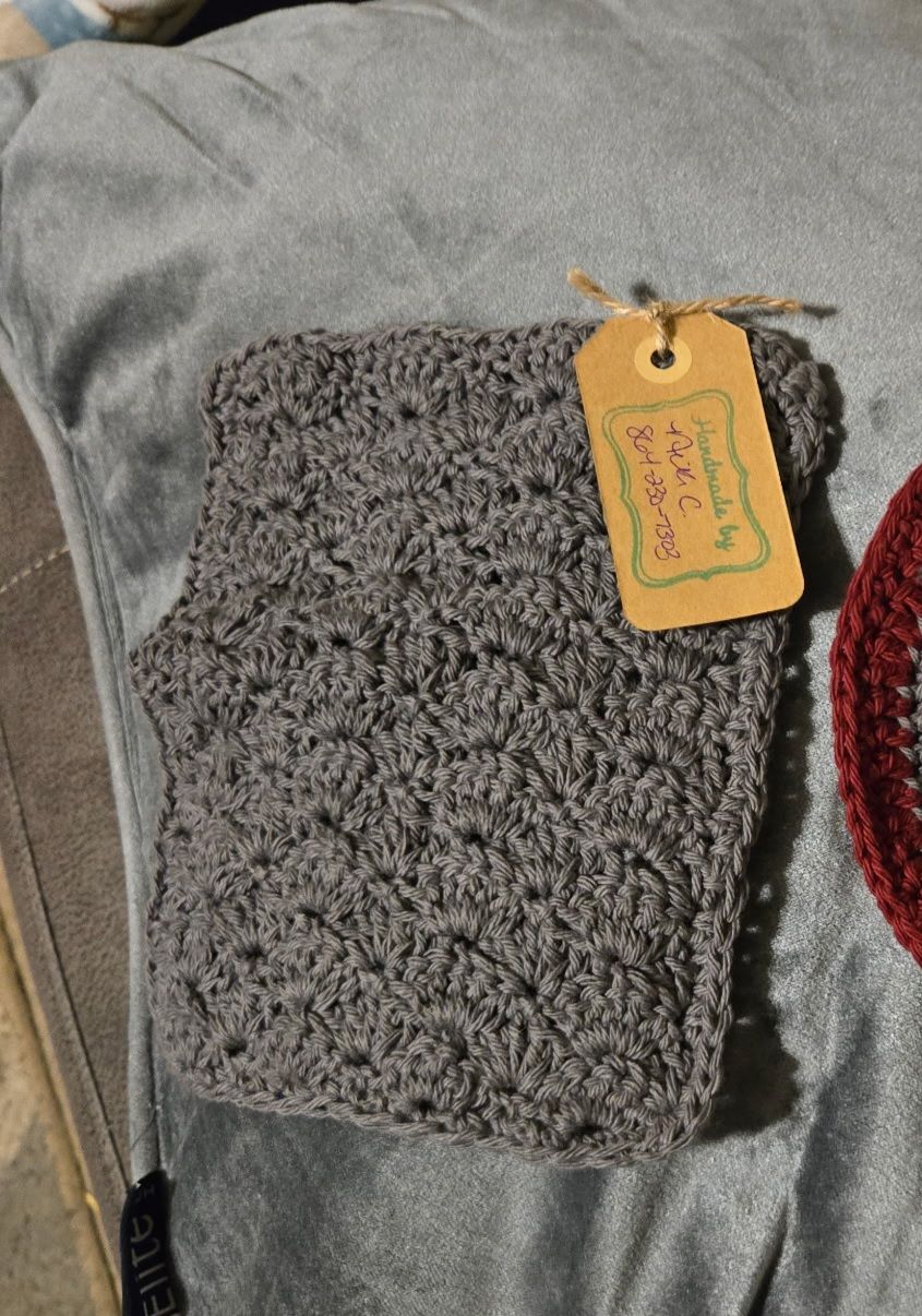 Crochet Cotton Grey Dishcloth