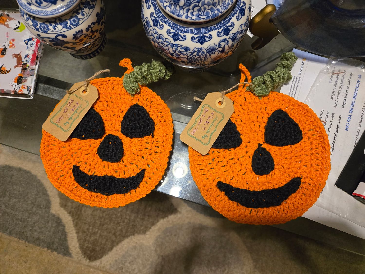 Crochet Cotton Jack O' Lantern Potholder