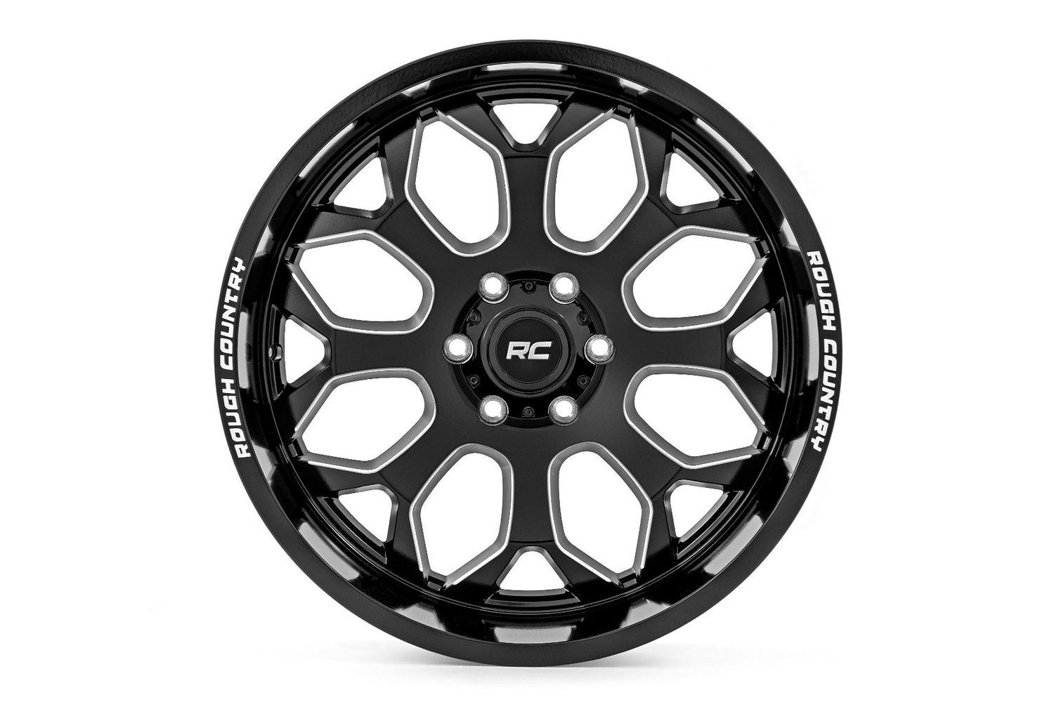 Rough Country 96 Series Wheel | One-Piece | Gloss Black | 20x10 | 5x5 | -19mm