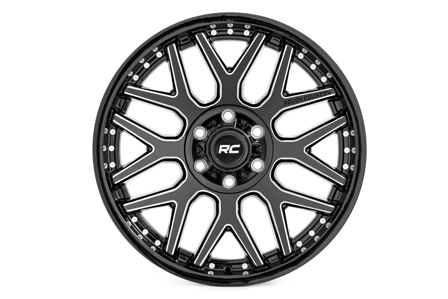 Rough Country 95 Series Wheel | Machined One-Piece | Gloss Black | 22x10 | 8x180 | -19mm