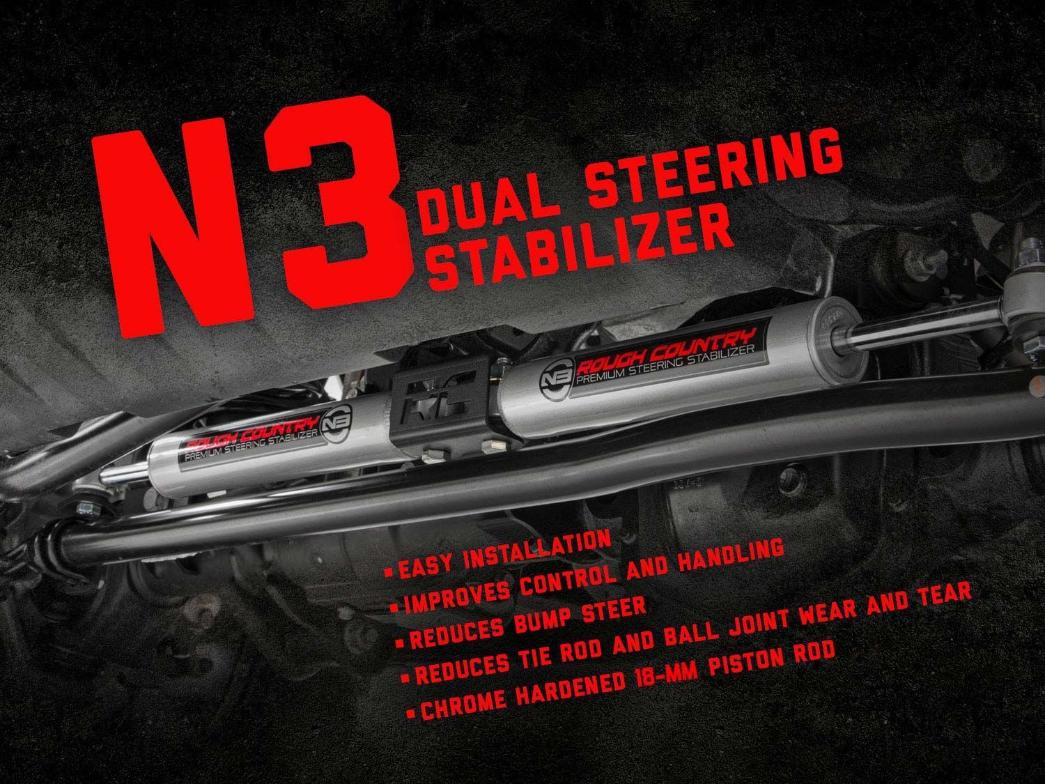 N3 Steering Stabilizer | Dual | 2-8 Inch Lift | Ram 2500 (10-13)/3500 (10-12)