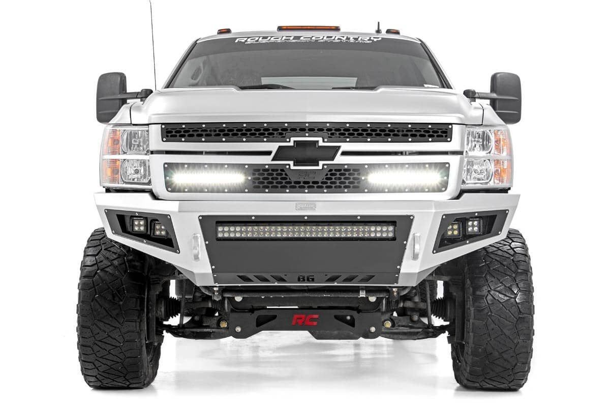 Mesh Grille | 12 Mesh Grille | 12" Single Row LED Pair | Black | Chevy Silverado 2500 HD/3500 HD (11-14)