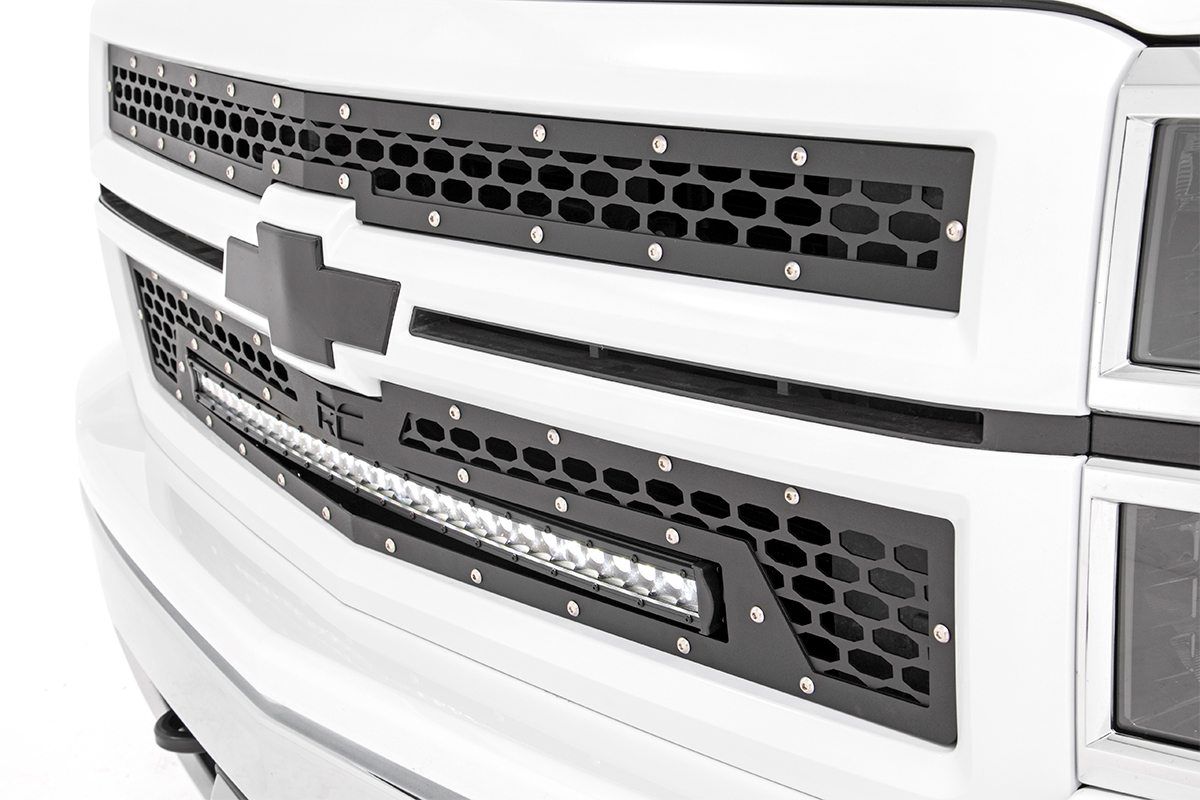 Mesh Grille | 30 Mesh Grille | 30" Single Row LED | Black | Chevy Silverado 1500 (14-15)