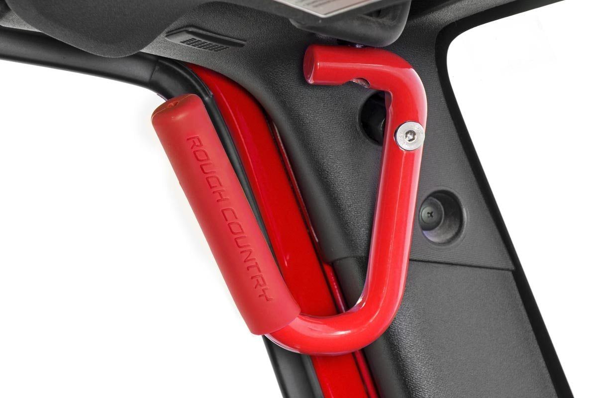 Grab Handles | Steel | Front | Red | Jeep Wrangler JK/Wrangler Unlimited (07-18) Grab Handles | Steel | Front | Red | Jeep Wrangler JK/Wrangler Unlimited (07-18)
