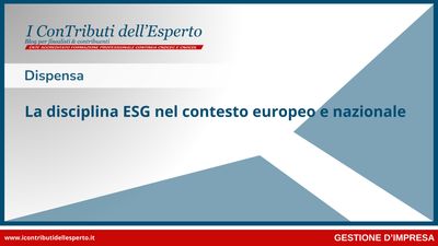La disciplina ESG nel contesto europeo e nazionale