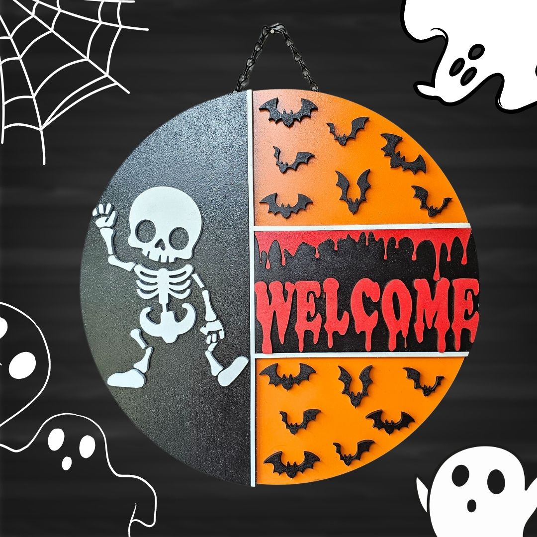 Skeleton Halloween Sign