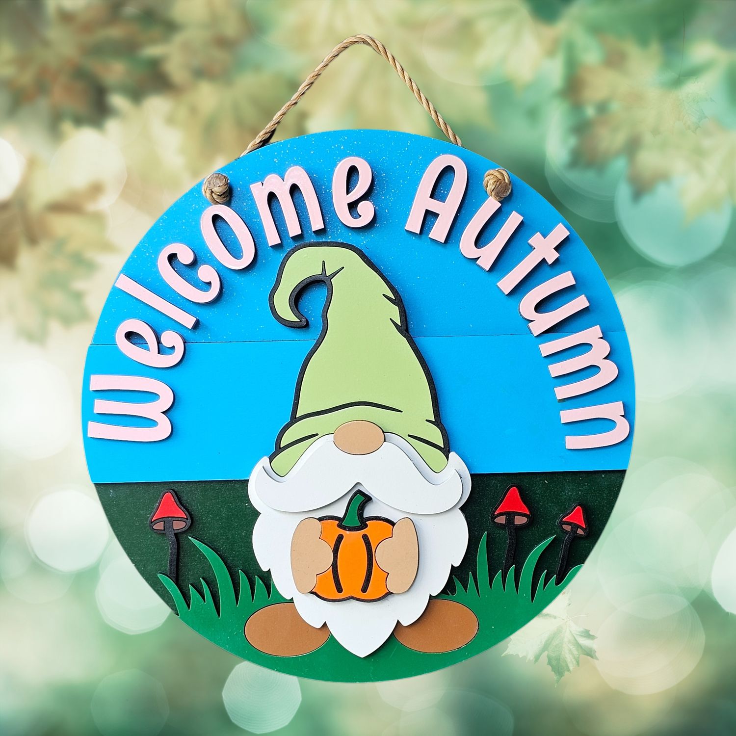 Gnome Welcome Autumn Door Sign