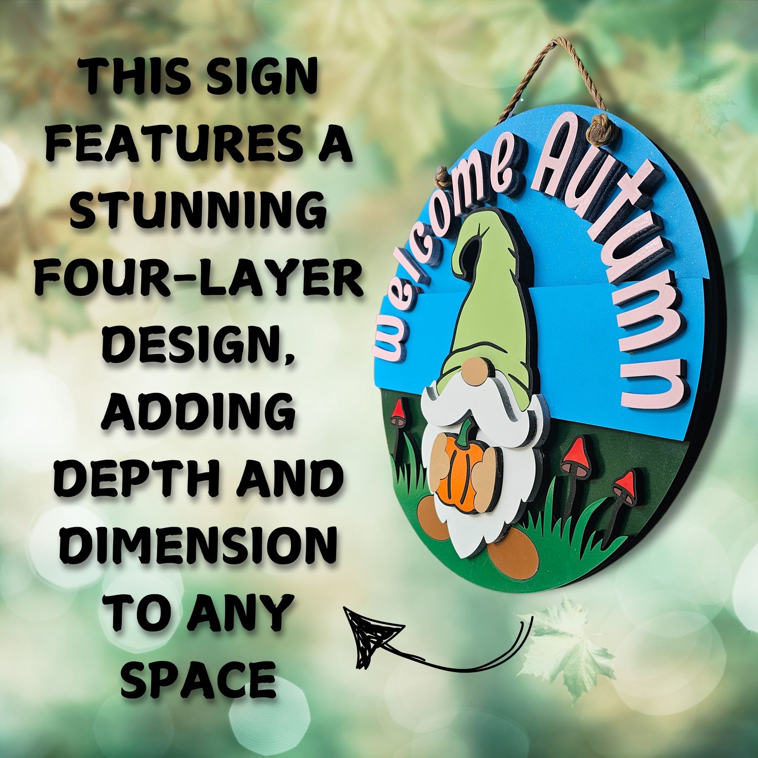 Gnome Welcome Autumn Door Sign