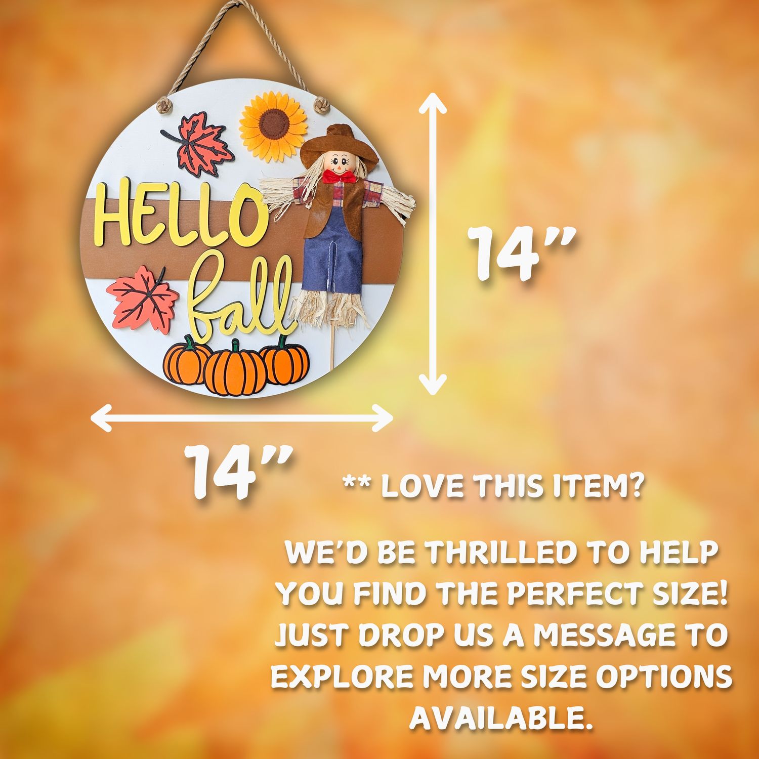 Scarecrow Hello Fall Door Sign