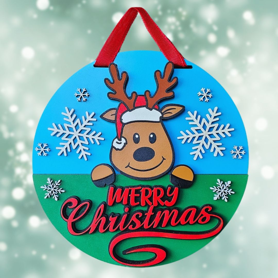Merry Christmas Reindeer Sign