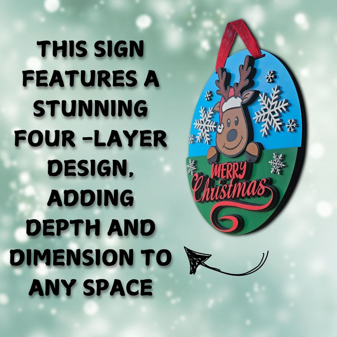 Merry Christmas Reindeer Sign