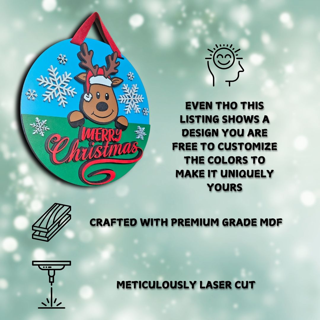Merry Christmas Reindeer Sign