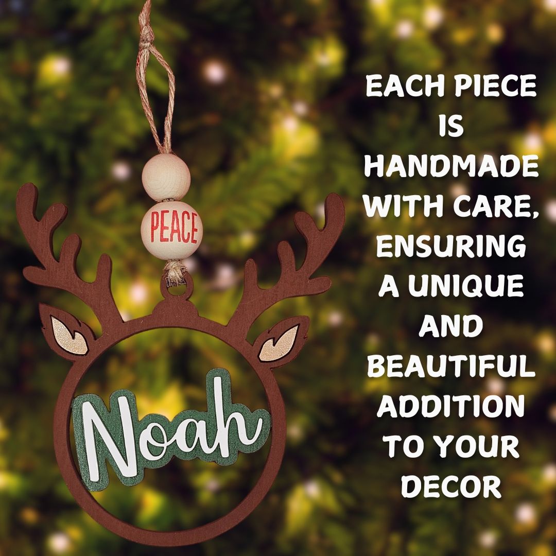 Wooden and Acrylic Reindeer Horns Ornament