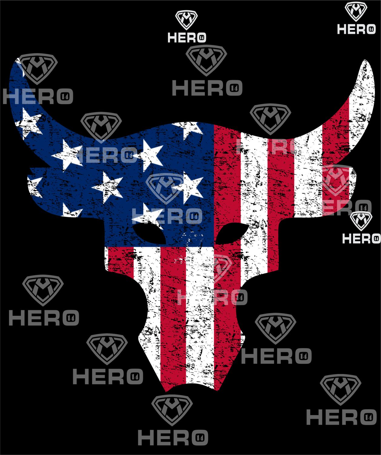USA Flag vintage Bull head logo Digital download file