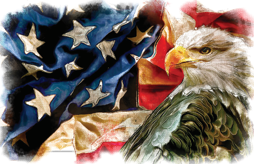 American Flag with Bald Eagle Patriotic Vintage design Digital download file