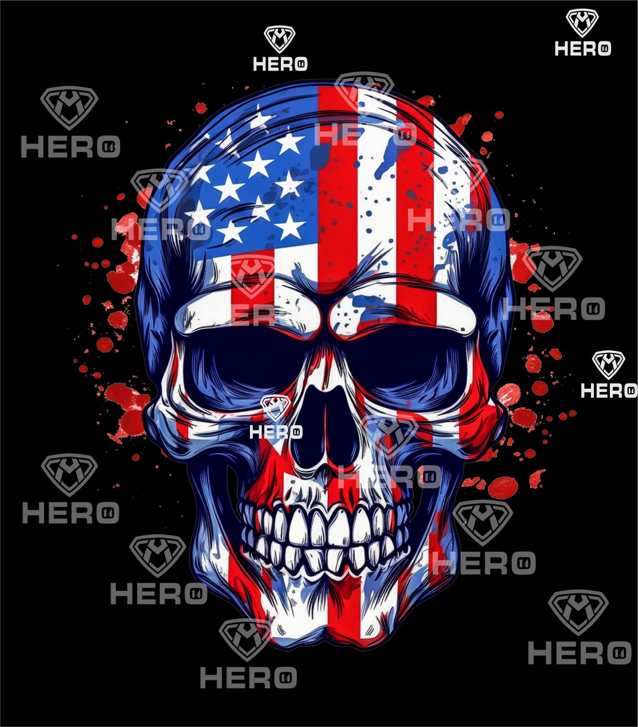 Patriotic Skull face looking like USA flag Digital download file
