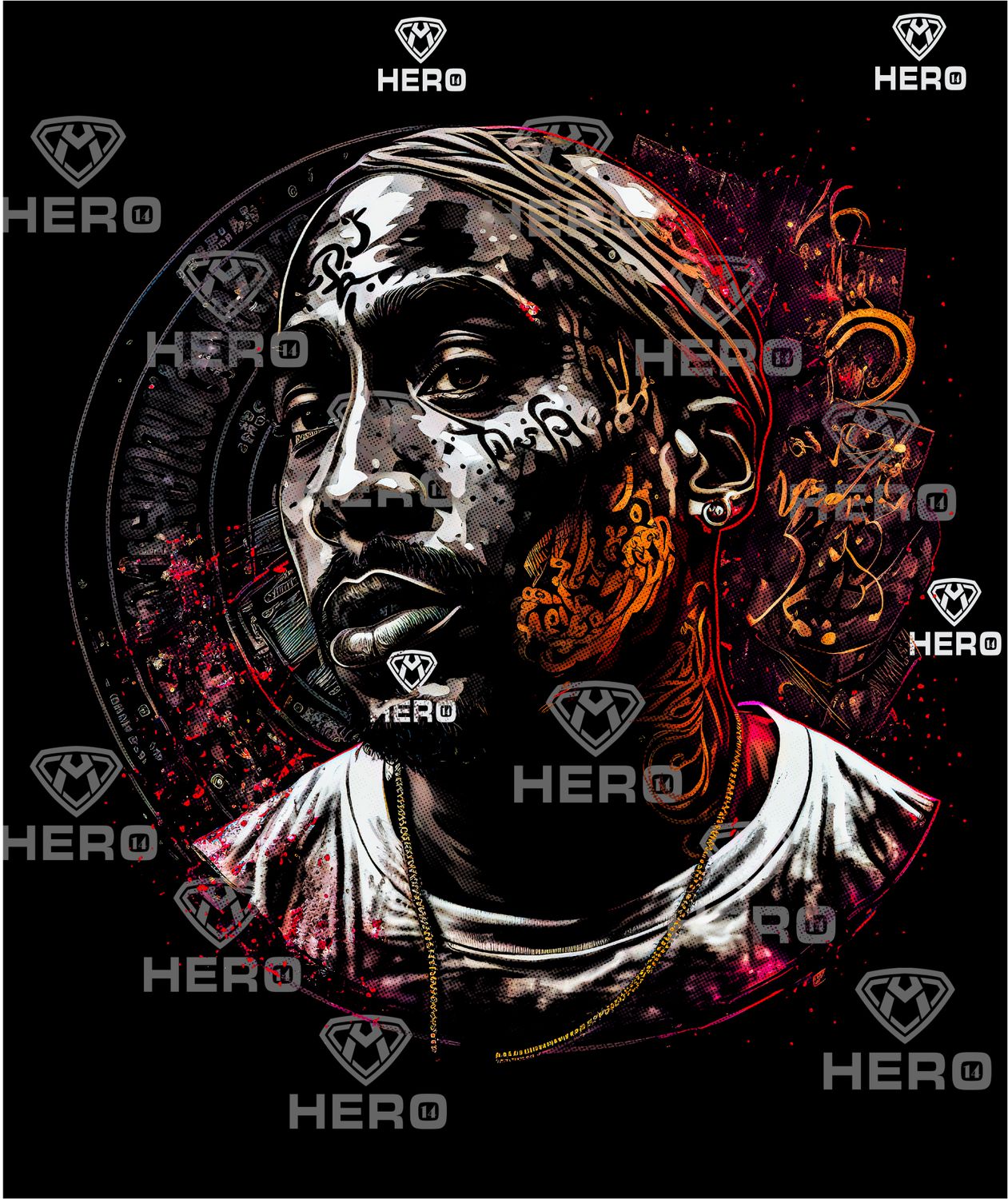 2 Pac Rap artist portrait and Digital download file