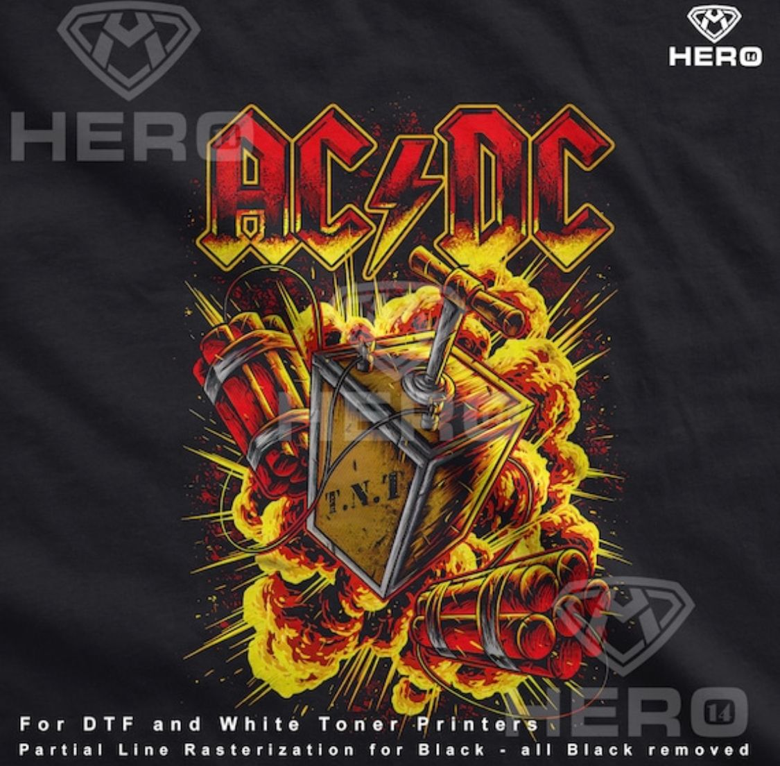 ACDC Rock band Digital download file featuring a bomb exploding with TNT