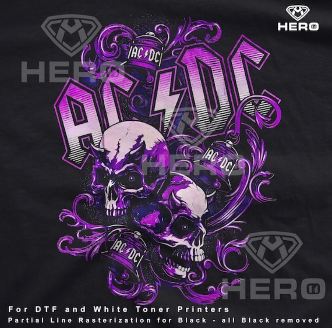 ACDC Purple Skeleton and skull cool retro Gothic digital download file