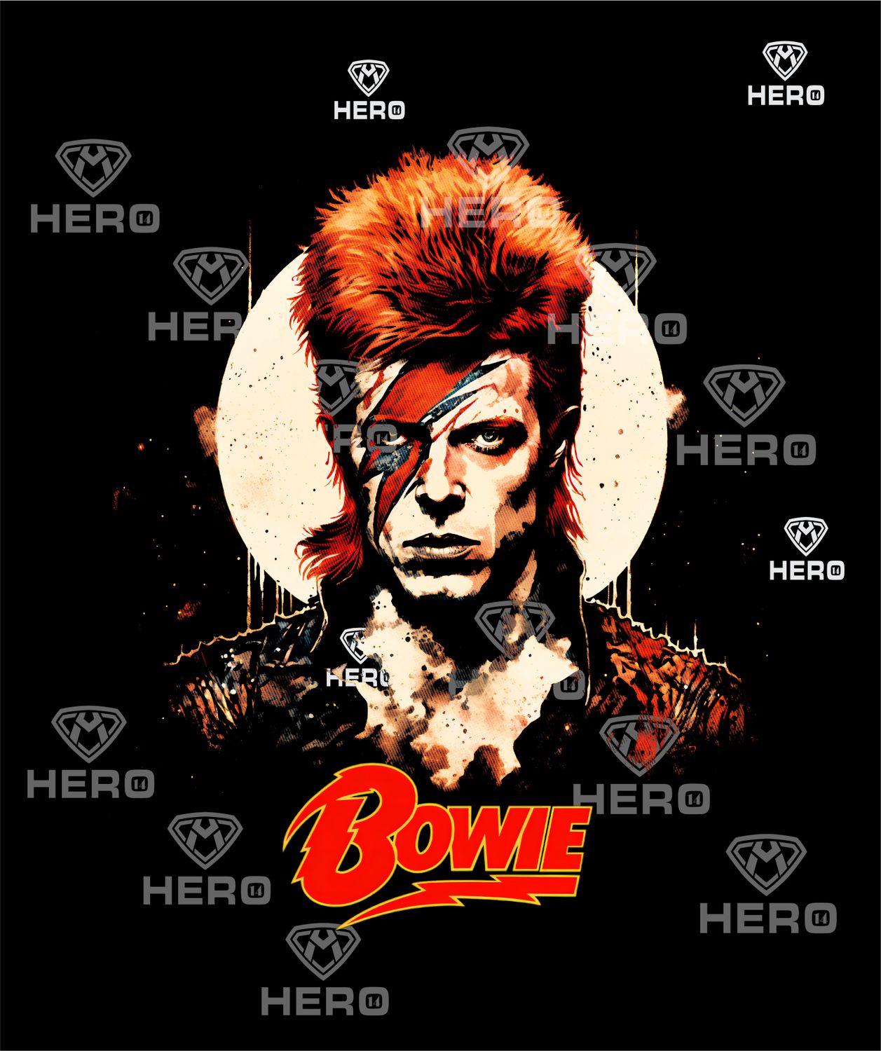 Retro Wild boy David Bowie with Red hair and painted face iconic look Digital download file