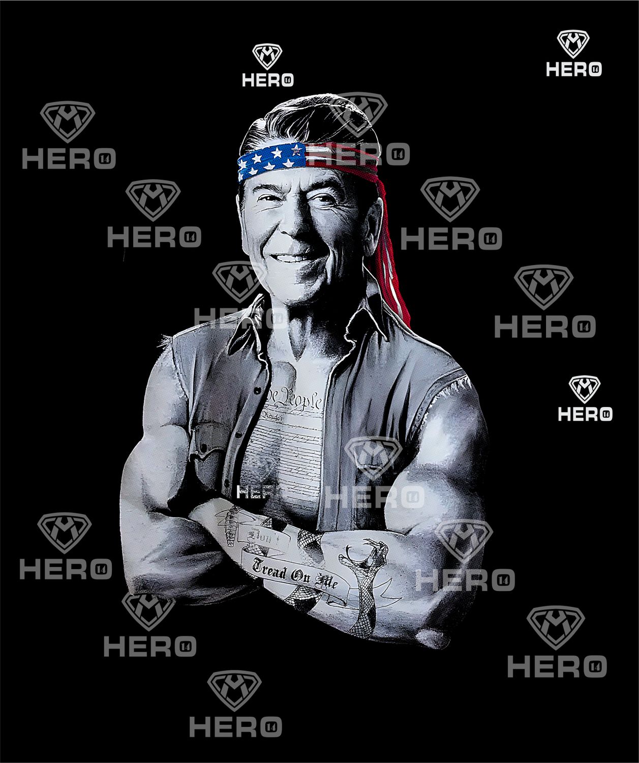 Ronald Regan American President fun Digital download file Regan with muscles and USA headband