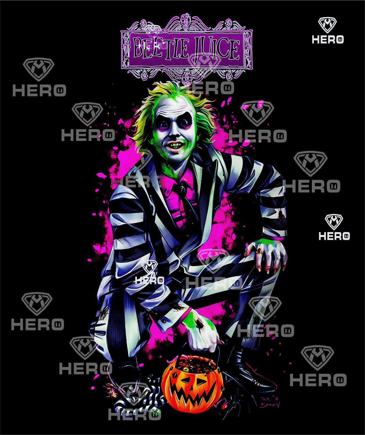 Beetlejuice spooky design with Beetlejuice holding a Halloween pumpkin spooky fun Digital download file