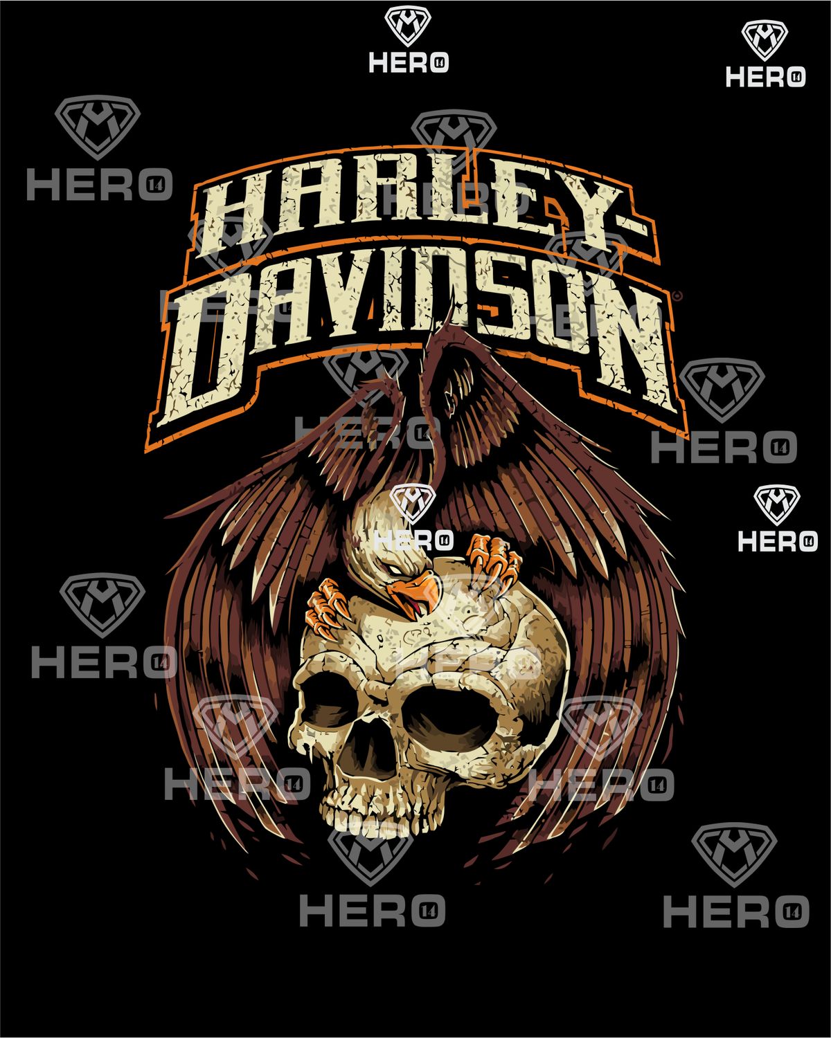 Harley Davidson Brown Eagle holding a Skull cool biker club download print file