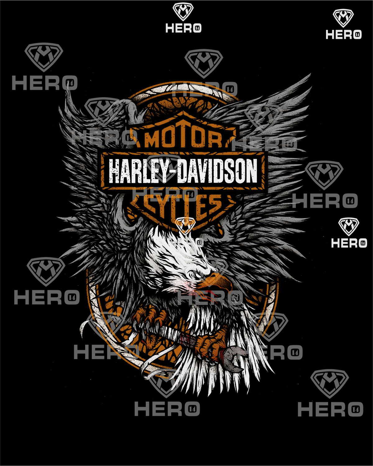 Harley Davidson Logo with Bald eagle holding a spanner cool biker club download print file