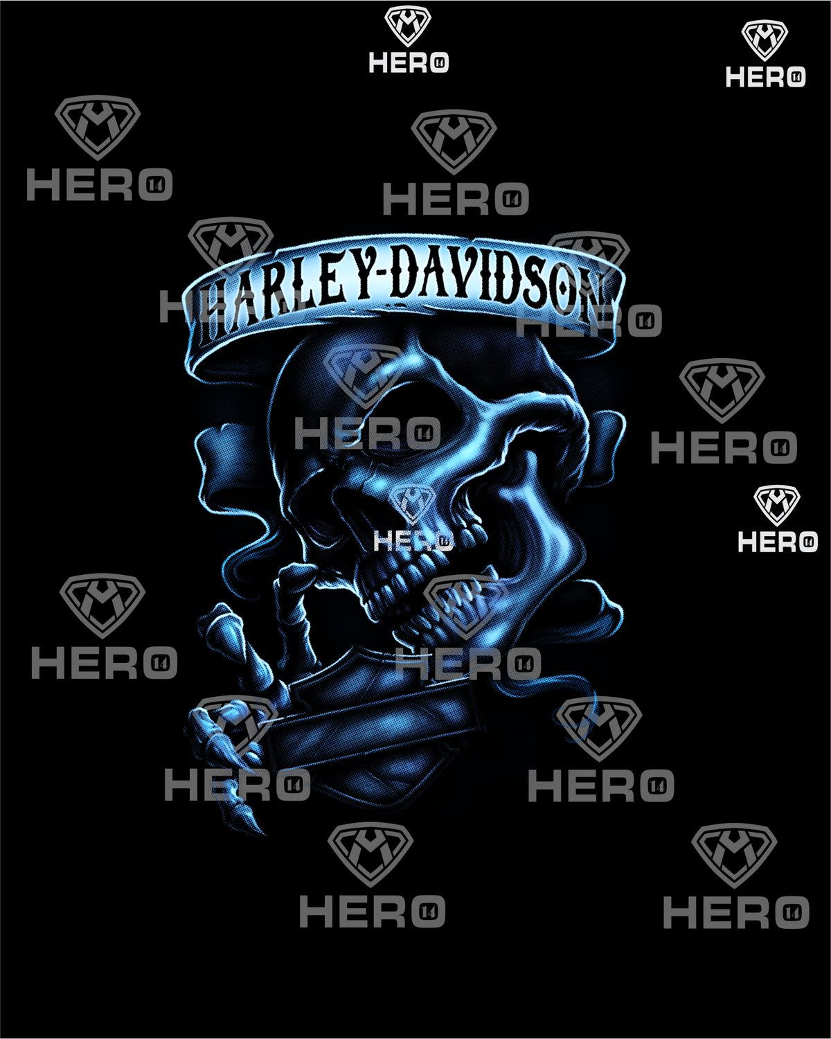 Evil Blue skull face Biker gothic Harley Skull head digital download file