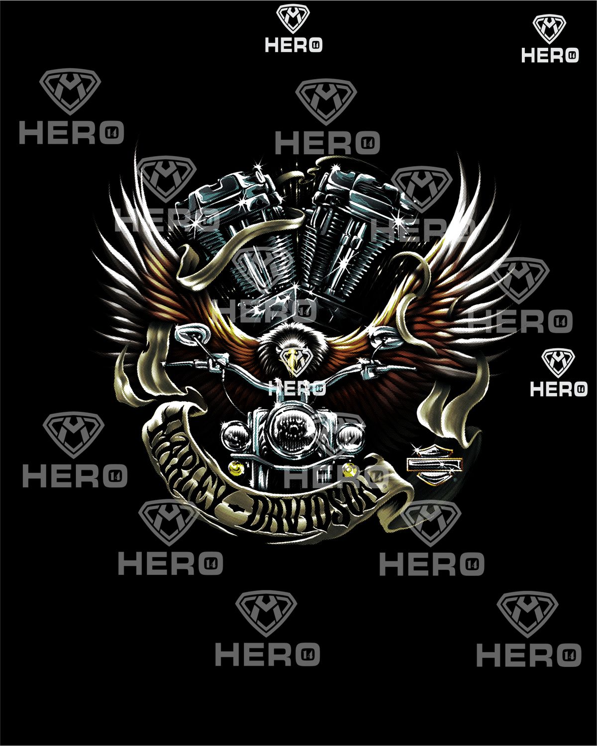 Flying Eagle Harley Davidson with Silver fast engines digital download file