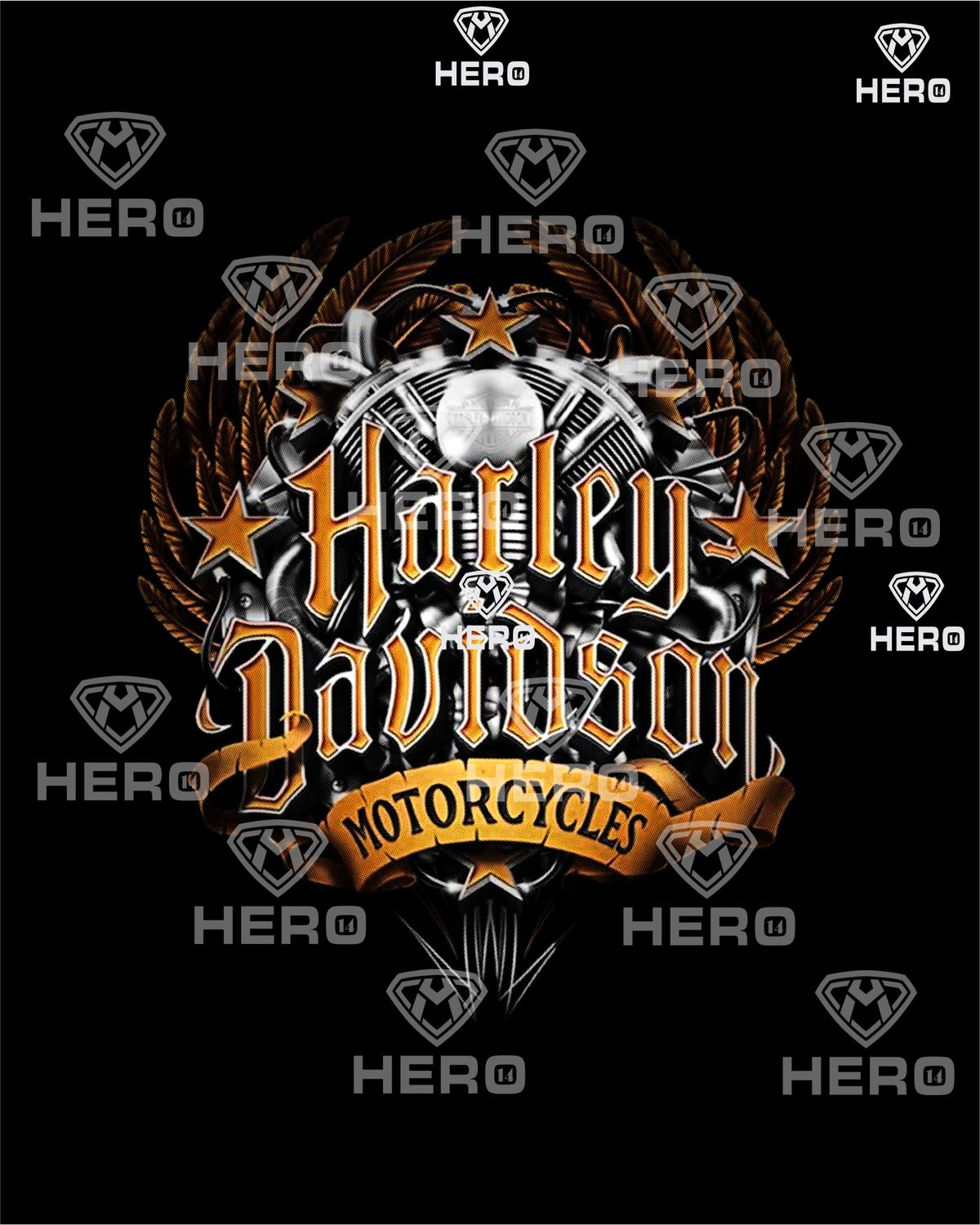 Harley Davidson Powerful engine with Eagle feather wreath design download