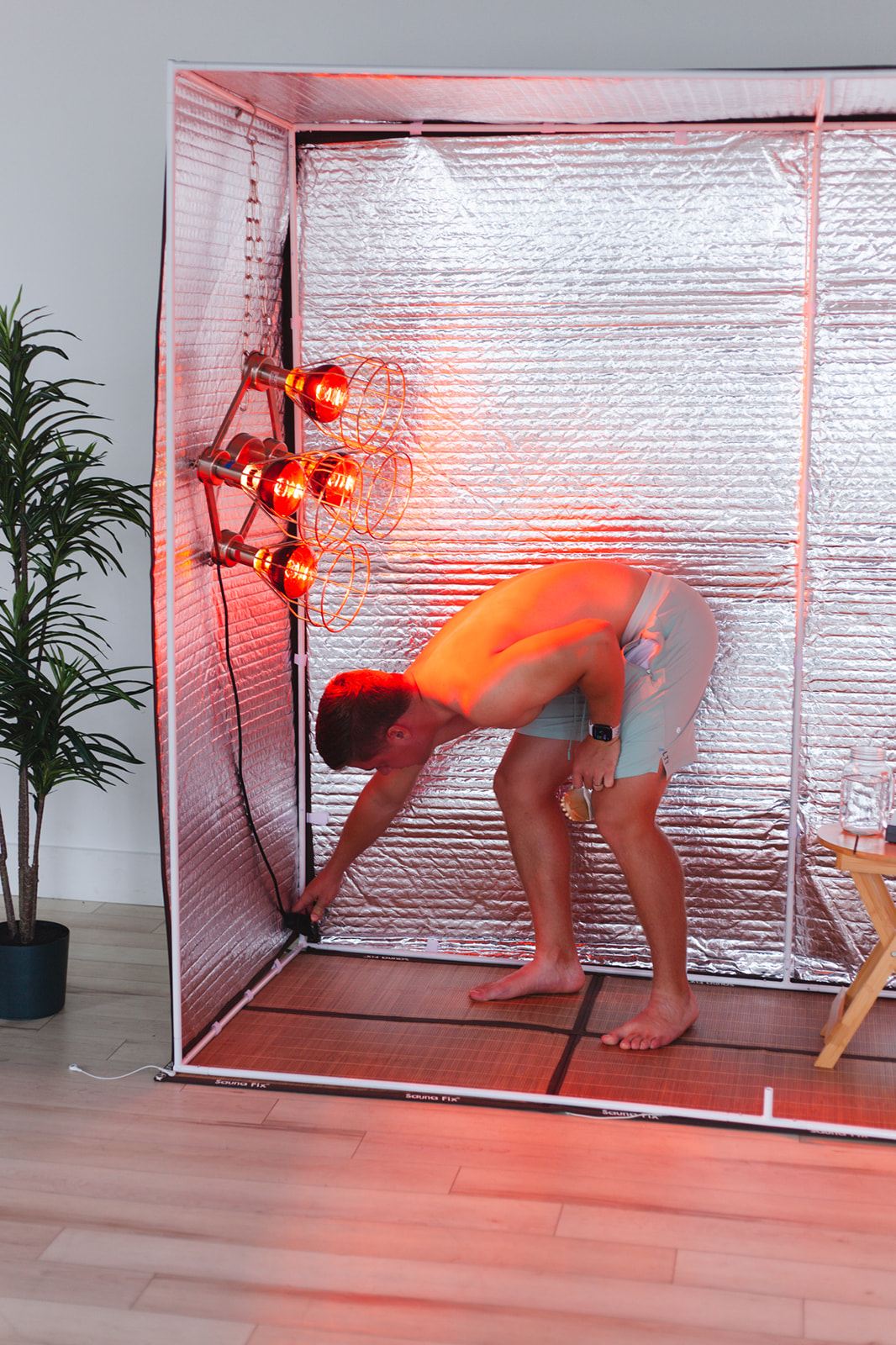 Infrared sauna recovery session after resistance training