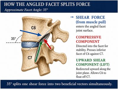 The Cervical Floating Mechanism: How Facet Angle Unloads the Neck Disc [2026-10-09 07:00]