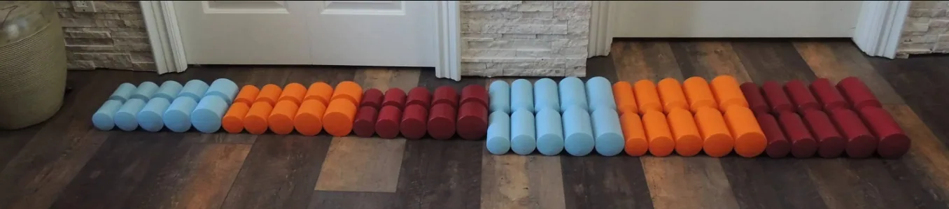 Foam roller sizes and densities lineup