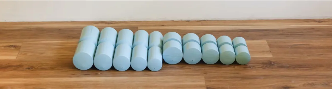Soft density foam roller collection in light blue