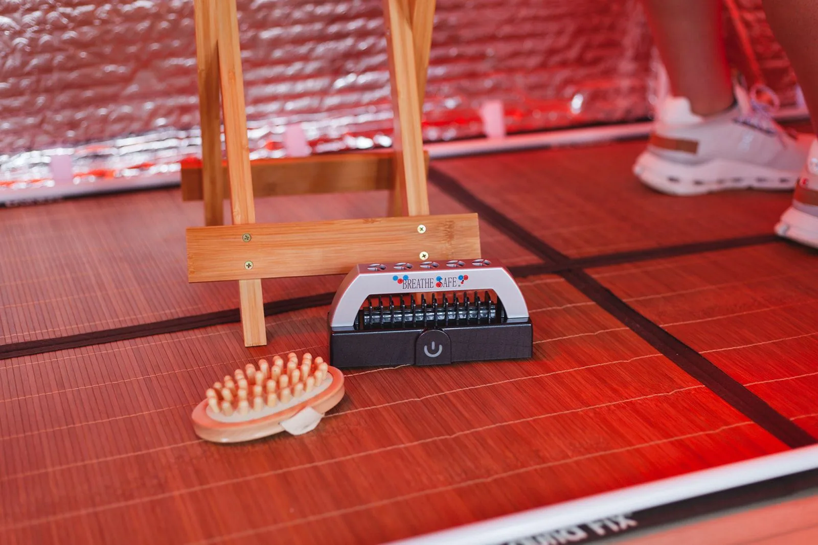 Complete Sauna Fix bundle kit laid out inside the sauna tent