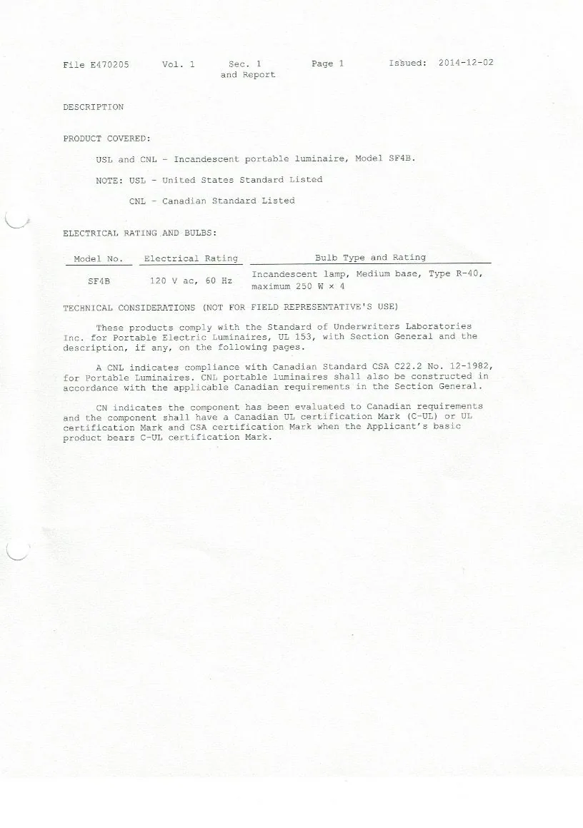 Sauna Fix UL Listing report (File E470205) page 1 of 8