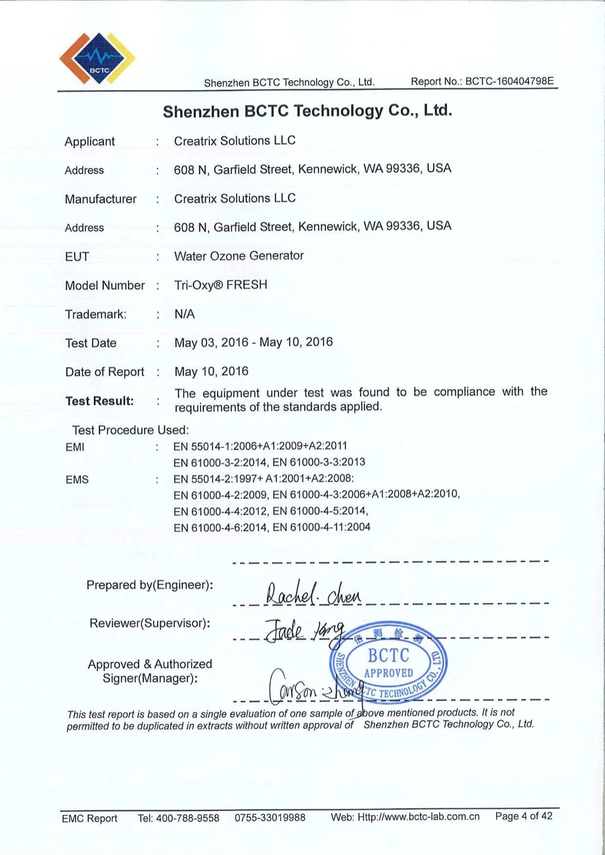 Tri-Oxy FRESH EMC Report Page 4