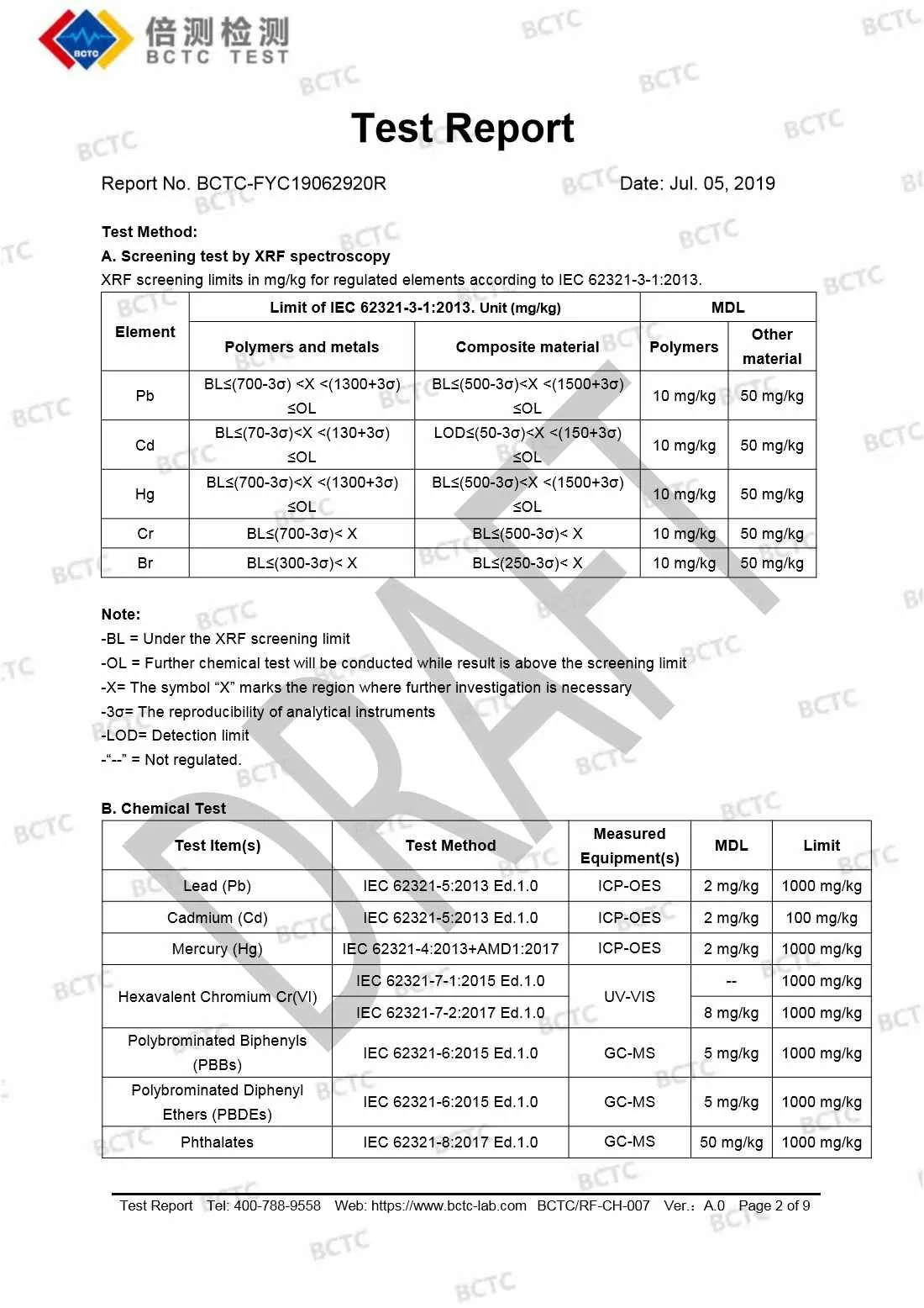 Tri-Oxy COMPLETE ROHS Test Report Page 2