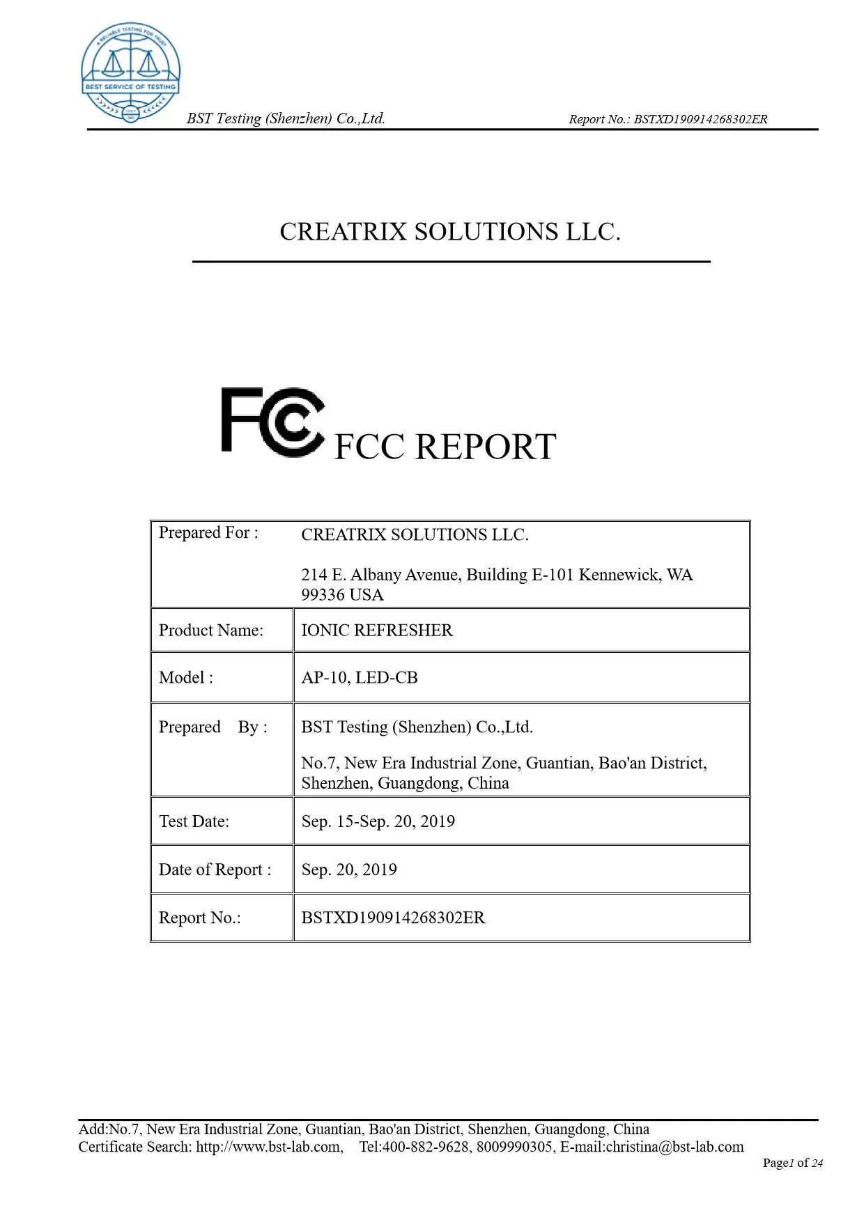 Ionic Refresher FCC Report Page 1