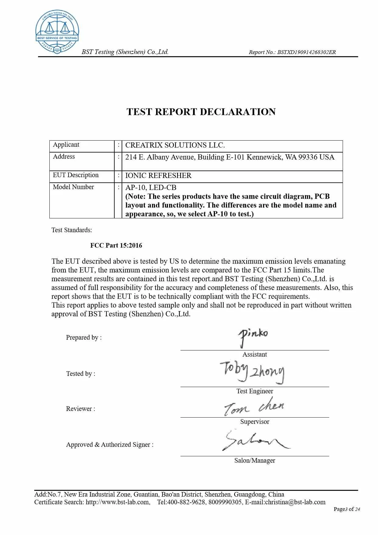 Ionic Refresher FCC Report Page 3