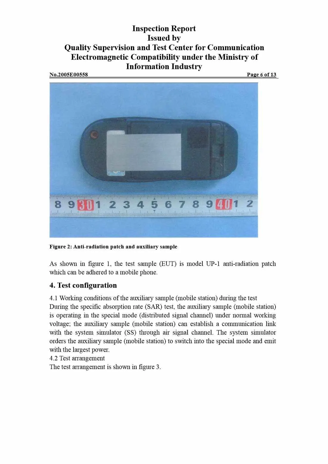 EMF Anti-Radiation Sticker Inspection Report Page 6
