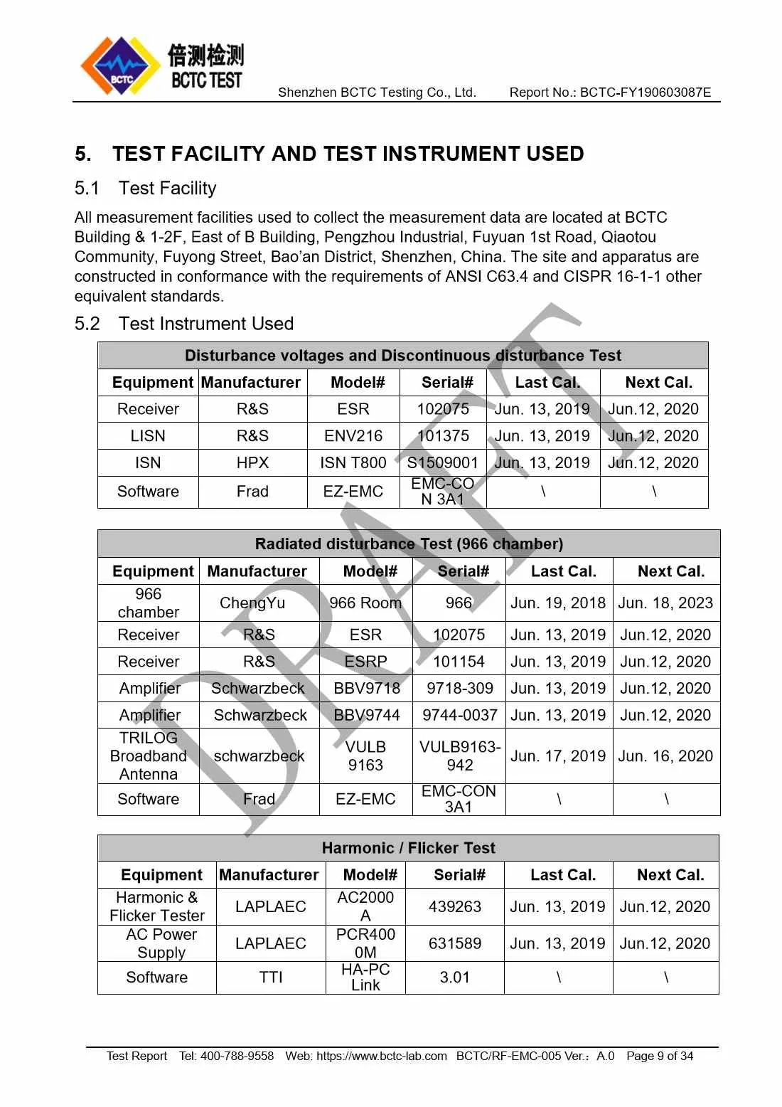 Tri-Oxy COMPLETE EMC Test Report Page 9