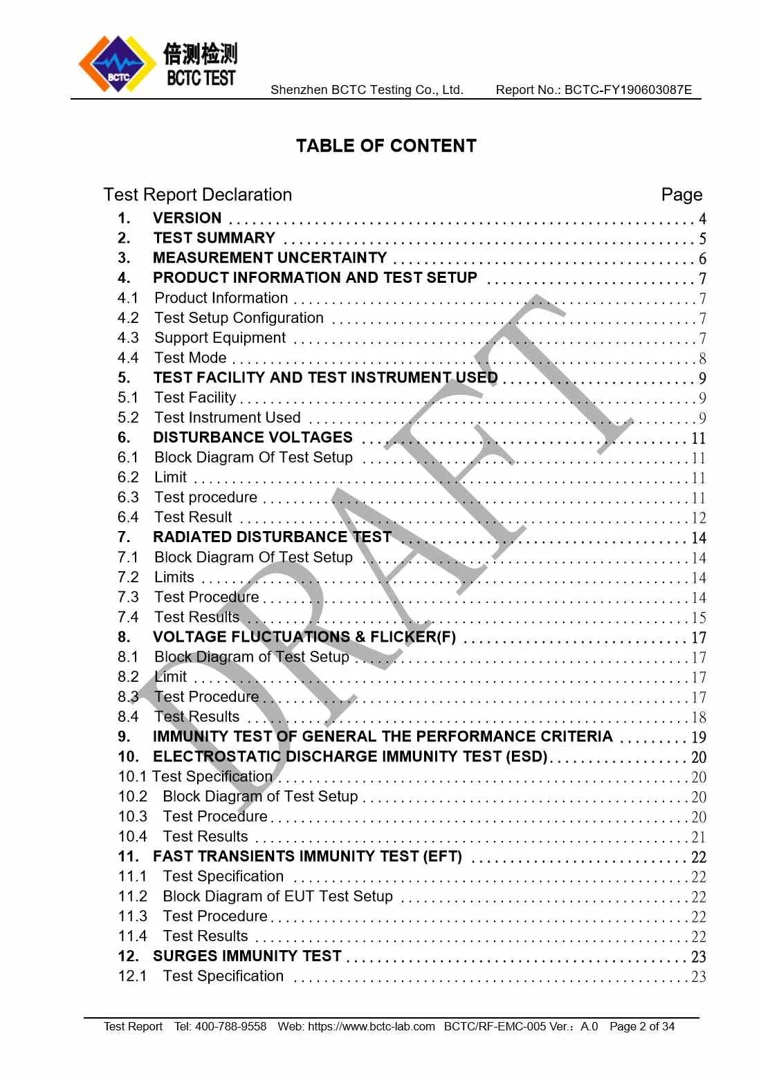 Tri-Oxy COMPLETE EMC Test Report Page 2