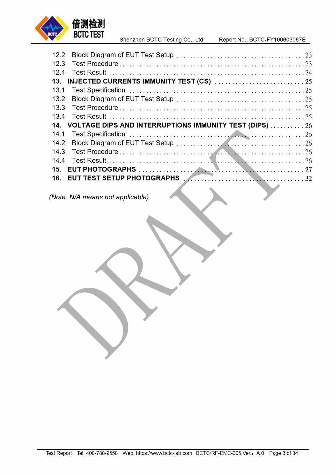 Tri-Oxy COMPLETE EMC Test Report Page 3