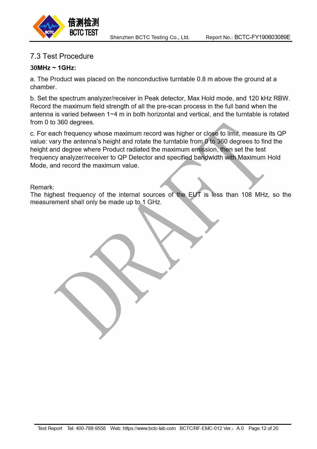 Tri-Oxy COMPLETE FCC Test Report Page 12