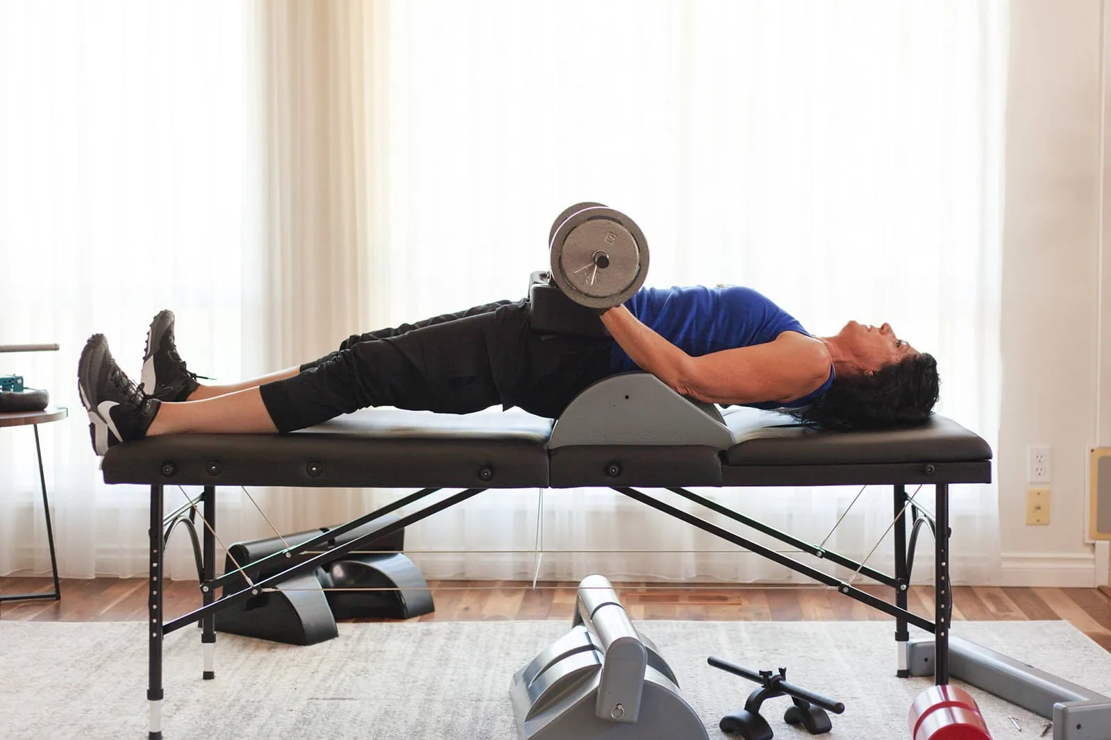 Power Cushion sit-up over spinal fulcrum