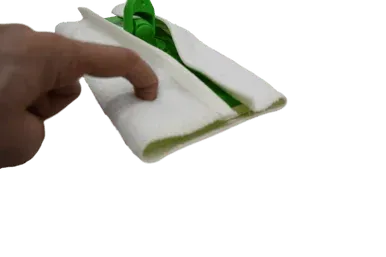 Organic Floor Fleece installs on Floor Sweeper with push of the finger