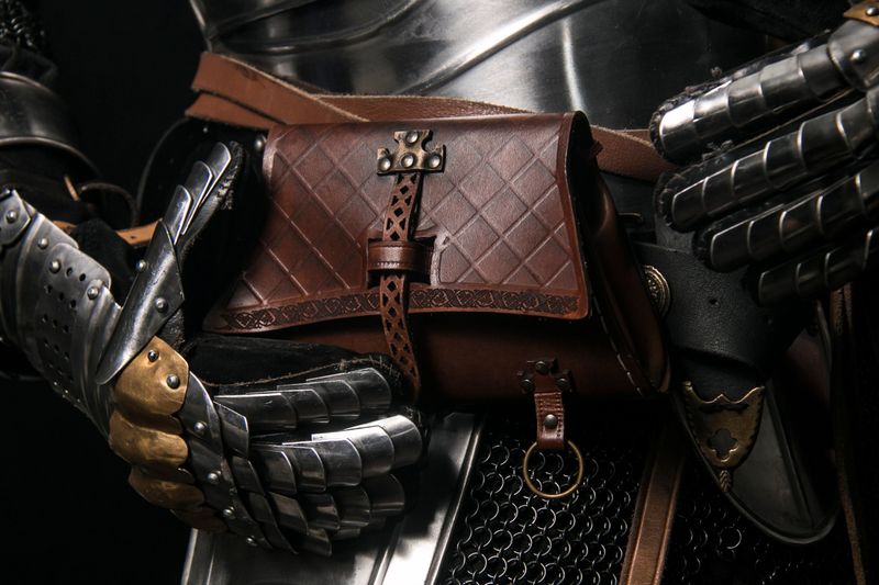 Renaissance bag. Larp bag. Leather belt pouch. Medieval bag for larp or festivals