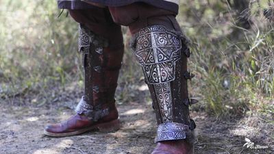 Viking leather greaves, Barbarian model